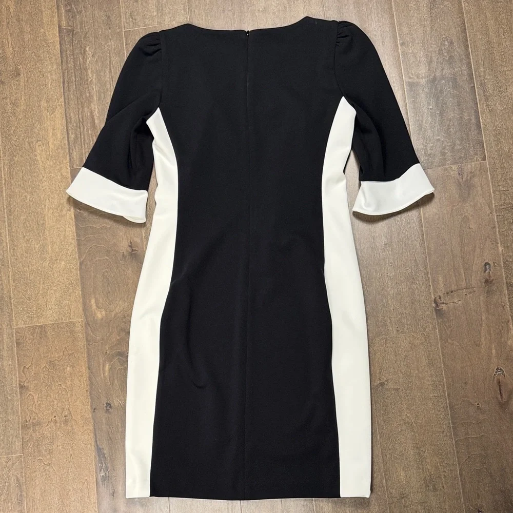 DKNY Black and White Long Sleeve Dress - Picture 3 of 4